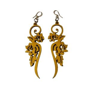 Ornate Wooden Earrings